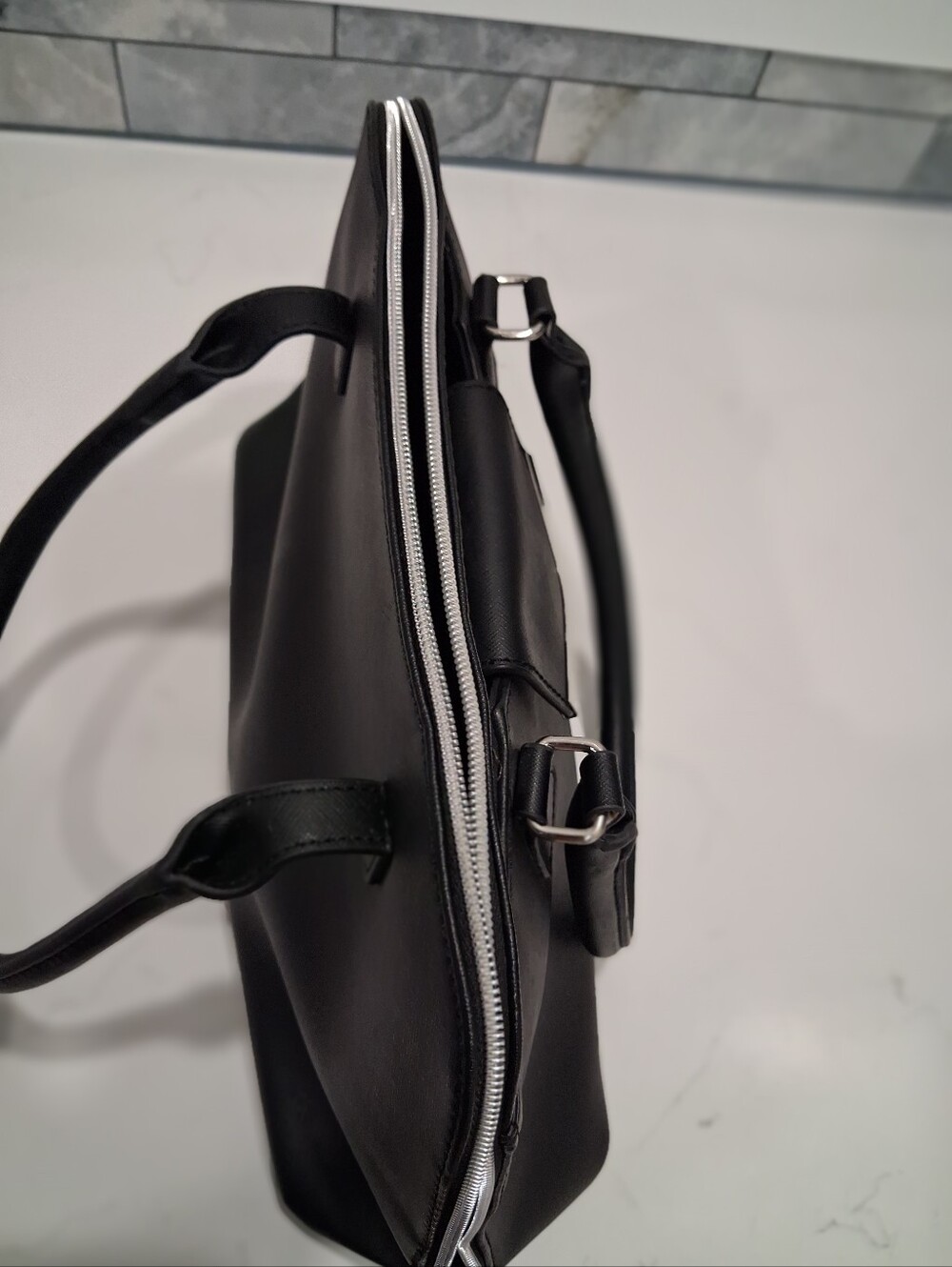 Kenneth Cole Black Laptop Tote with Silver Accents